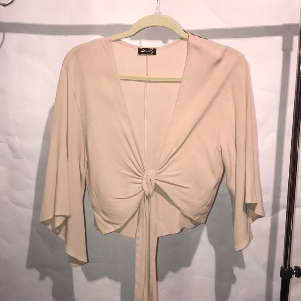 Tan crop top/ wrap top